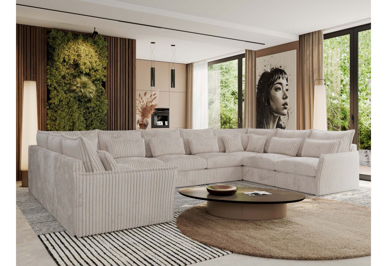 Narożnik - VERSO U 9M - uniwersalny - beżowy, sztruks