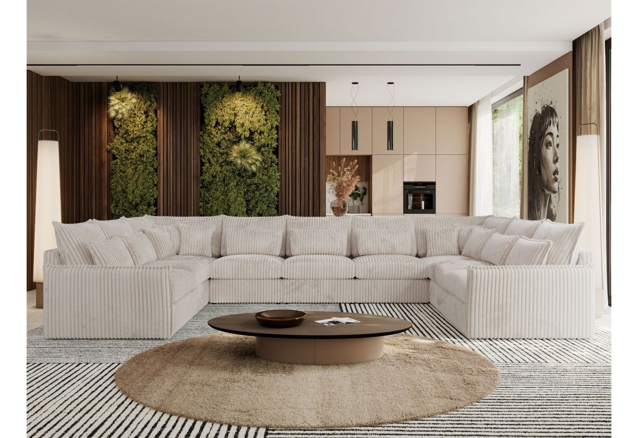 Narożnik - VERSO U 9M - uniwersalny - beżowy, sztruks