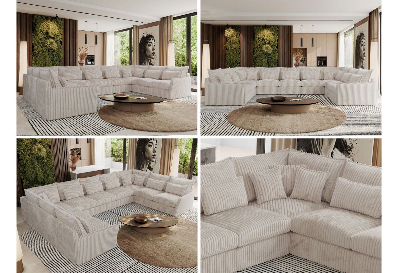 Narożnik - VERSO U 9M - uniwersalny - beżowy, sztruks