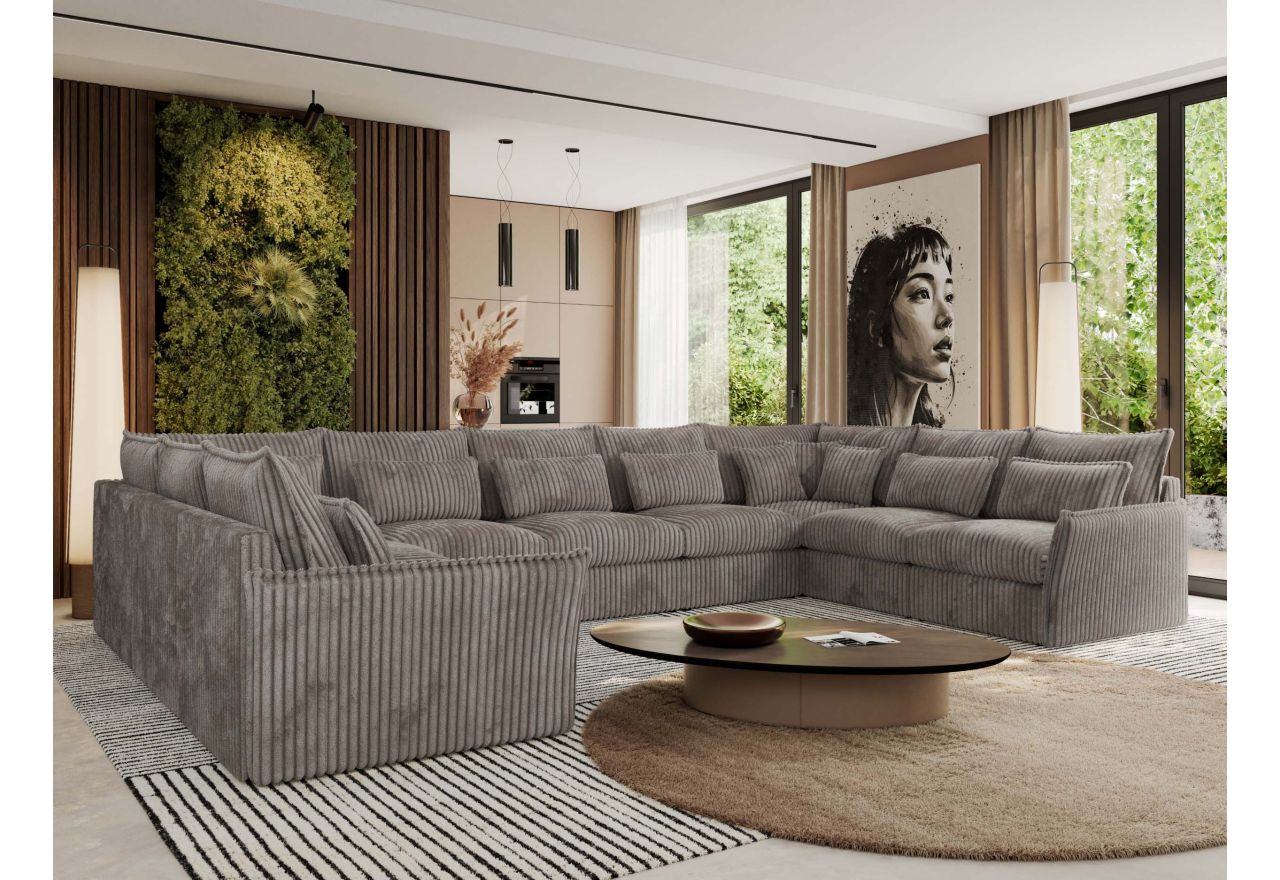 Narożnik - VERSO U 9M - uniwersalny - jasnobrązowy, sztruks