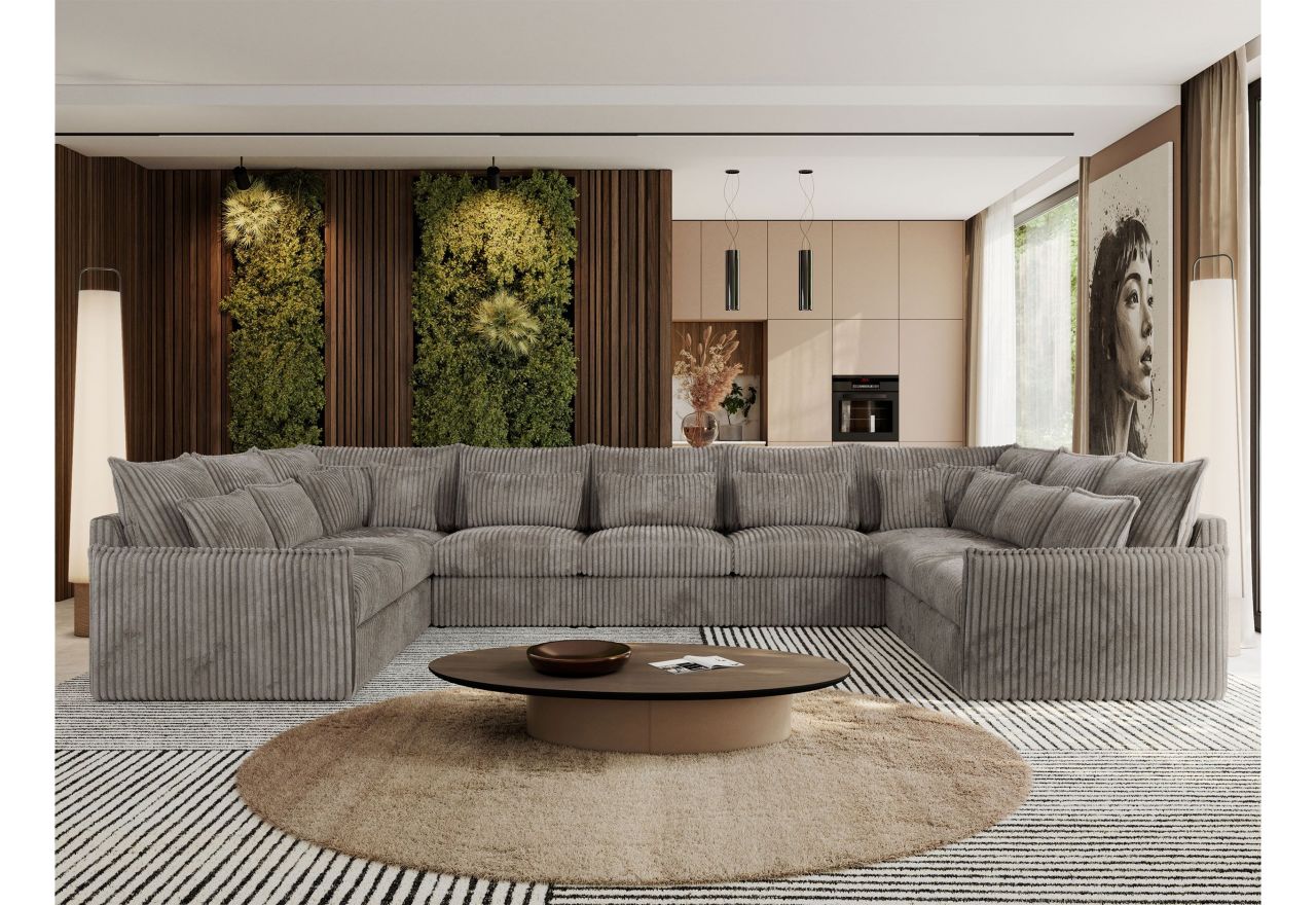 Narożnik - VERSO U 9M - uniwersalny - jasnobrązowy, sztruks