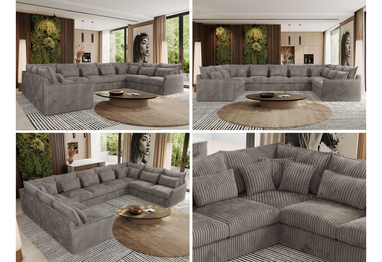 Narożnik - VERSO U 9M - uniwersalny - jasnobrązowy, sztruks