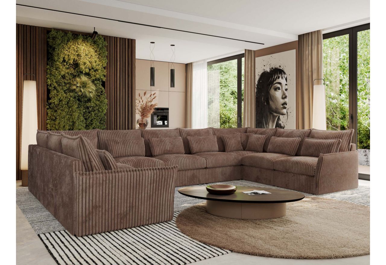 Narożnik - VERSO U 9M - uniwersalny - brązowy, sztruks