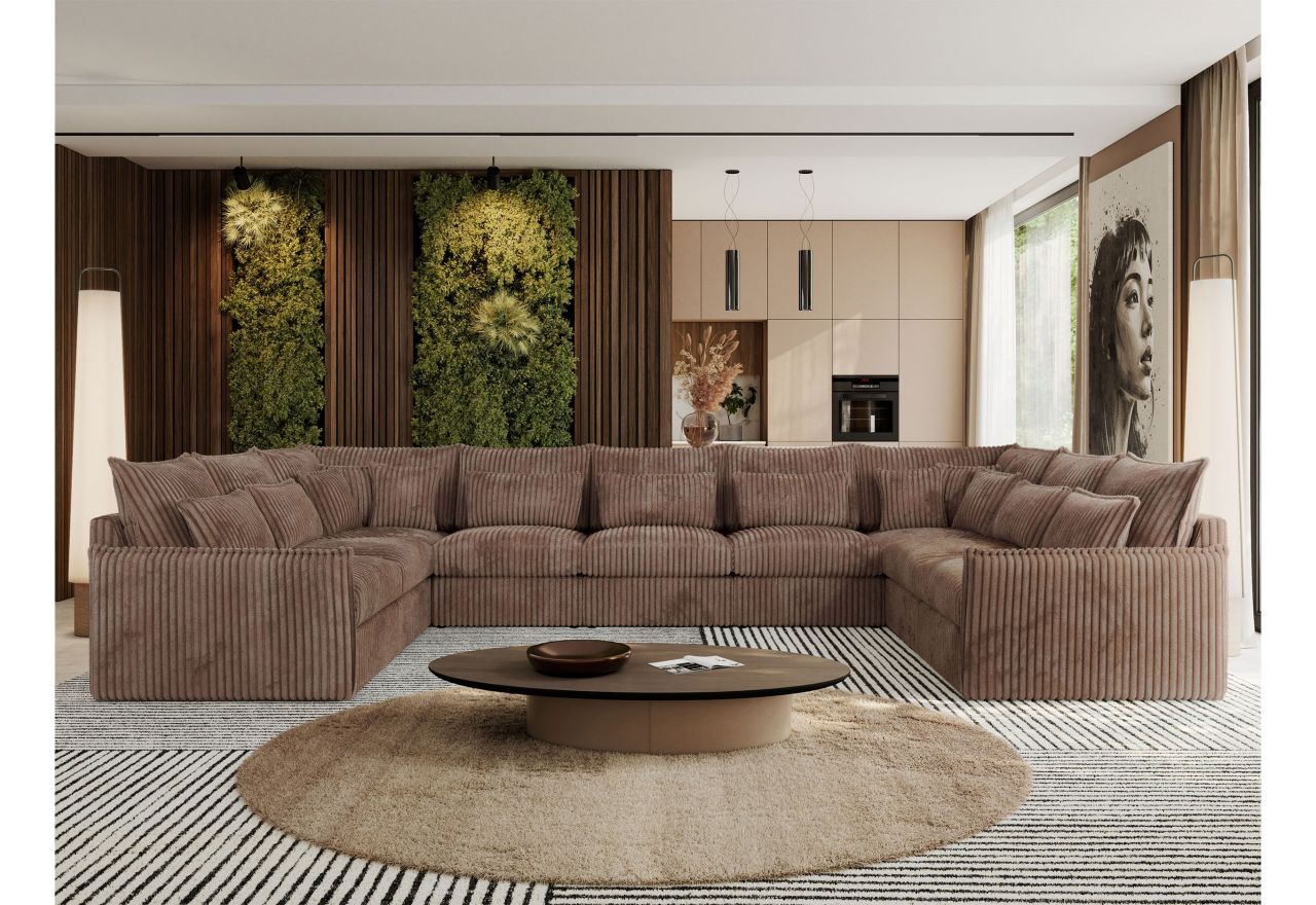 Narożnik - VERSO U 9M - uniwersalny - brązowy, sztruks