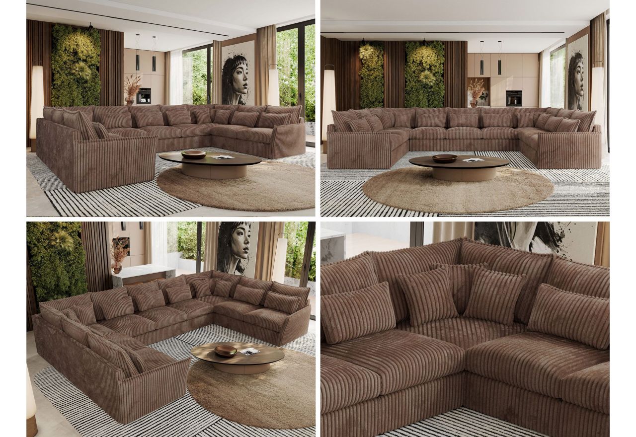 Narożnik - VERSO U 9M - uniwersalny - brązowy, sztruks