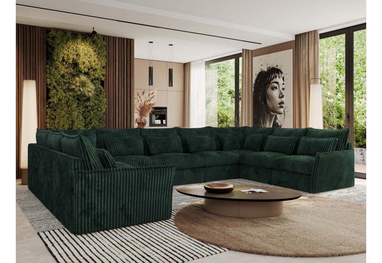 Narożnik - VERSO U 9M - uniwersalny - ciemnozielony, sztruks