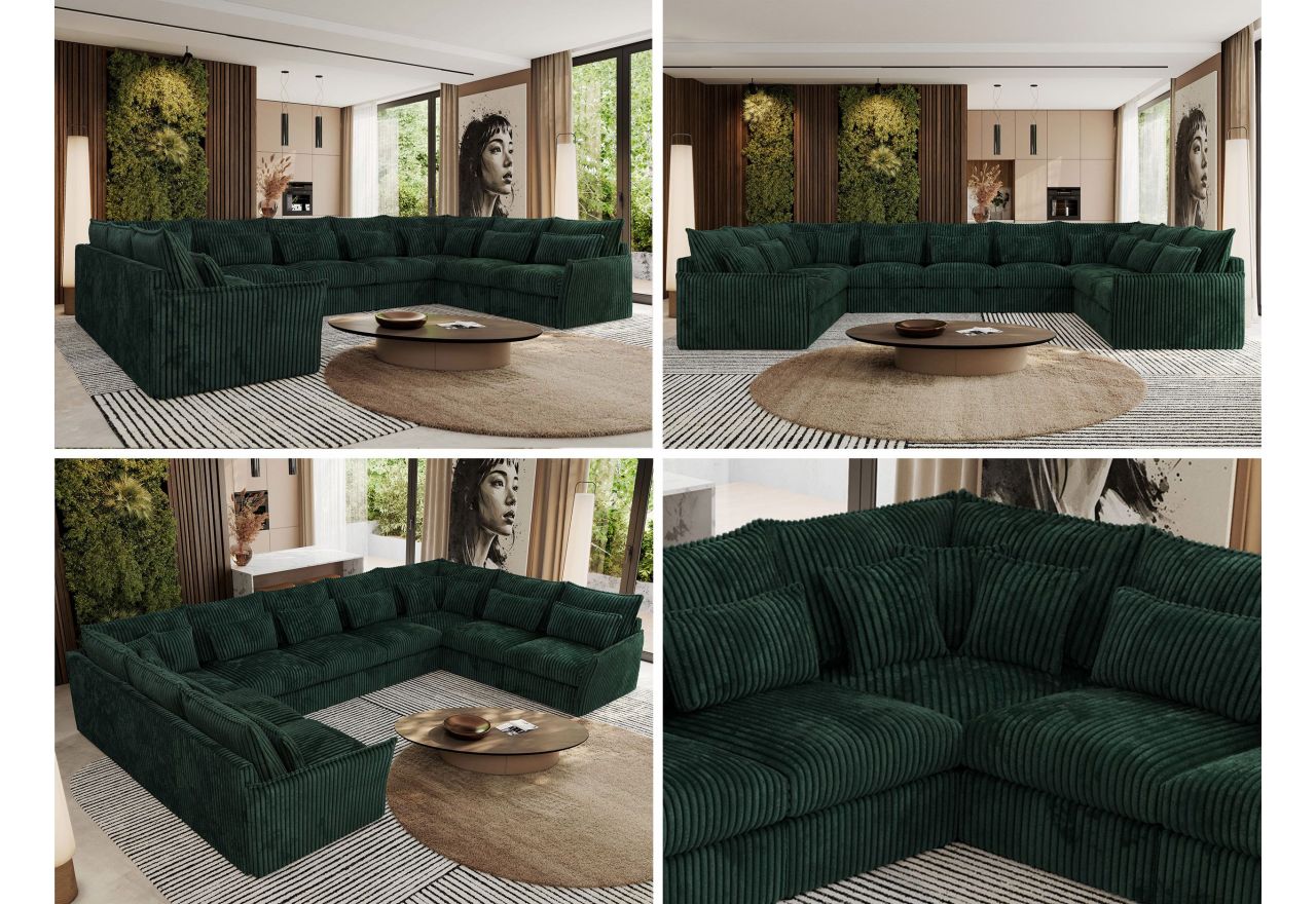 Narożnik - VERSO U 9M - uniwersalny - ciemnozielony, sztruks