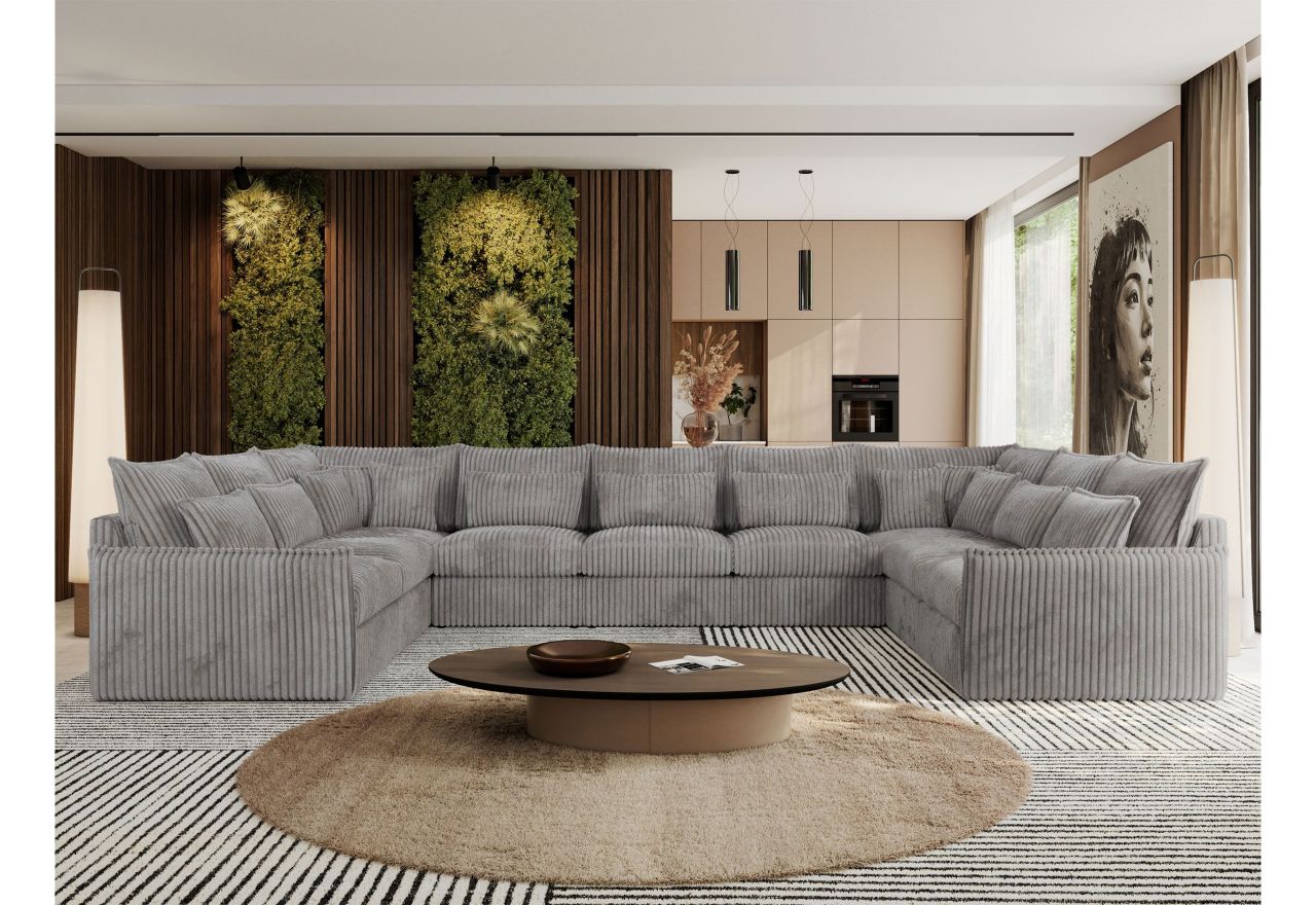 Narożnik - VERSO U 9M - uniwersalny - jasnoszary, sztruks