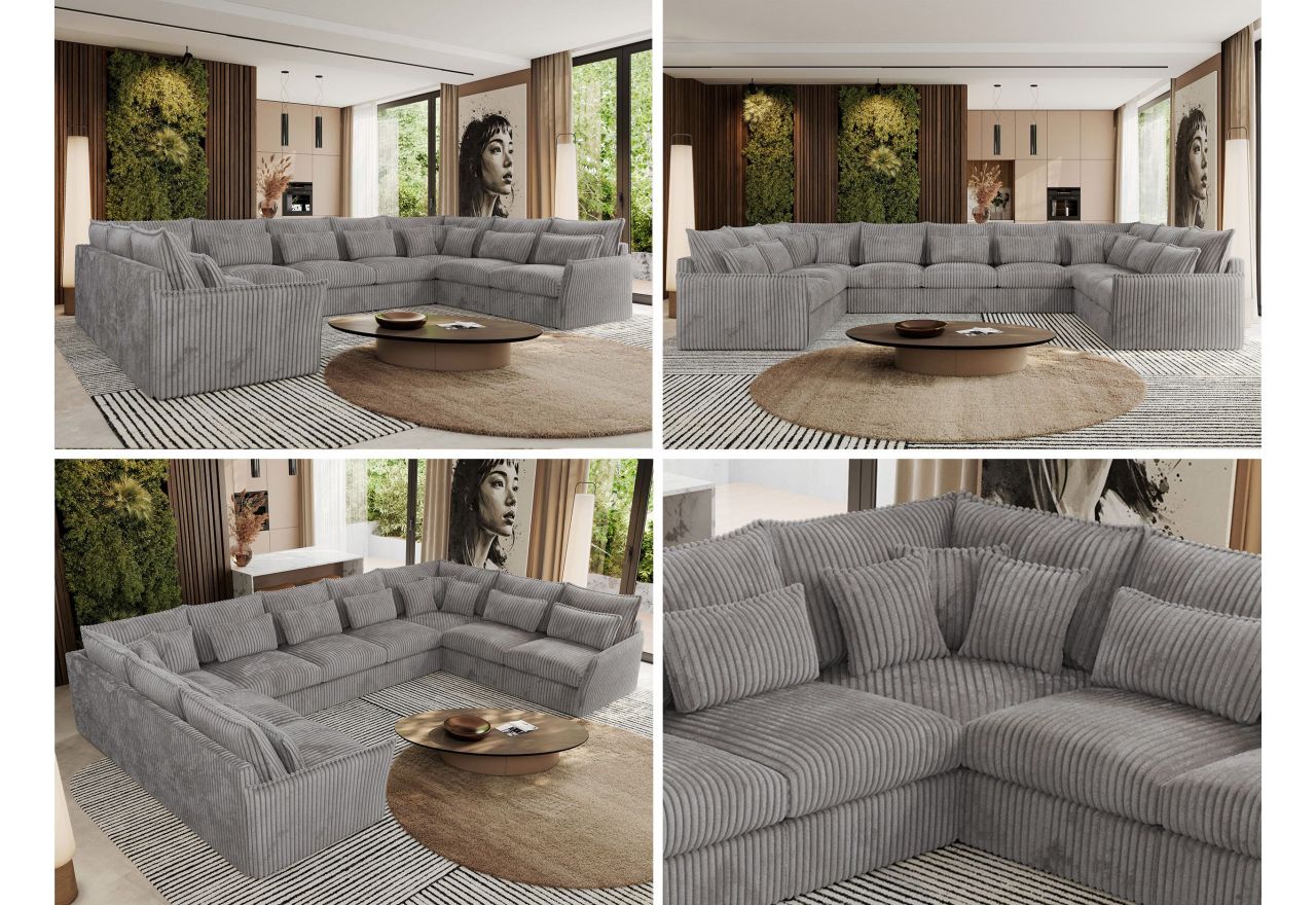 Narożnik - VERSO U 9M - uniwersalny - jasnoszary, sztruks