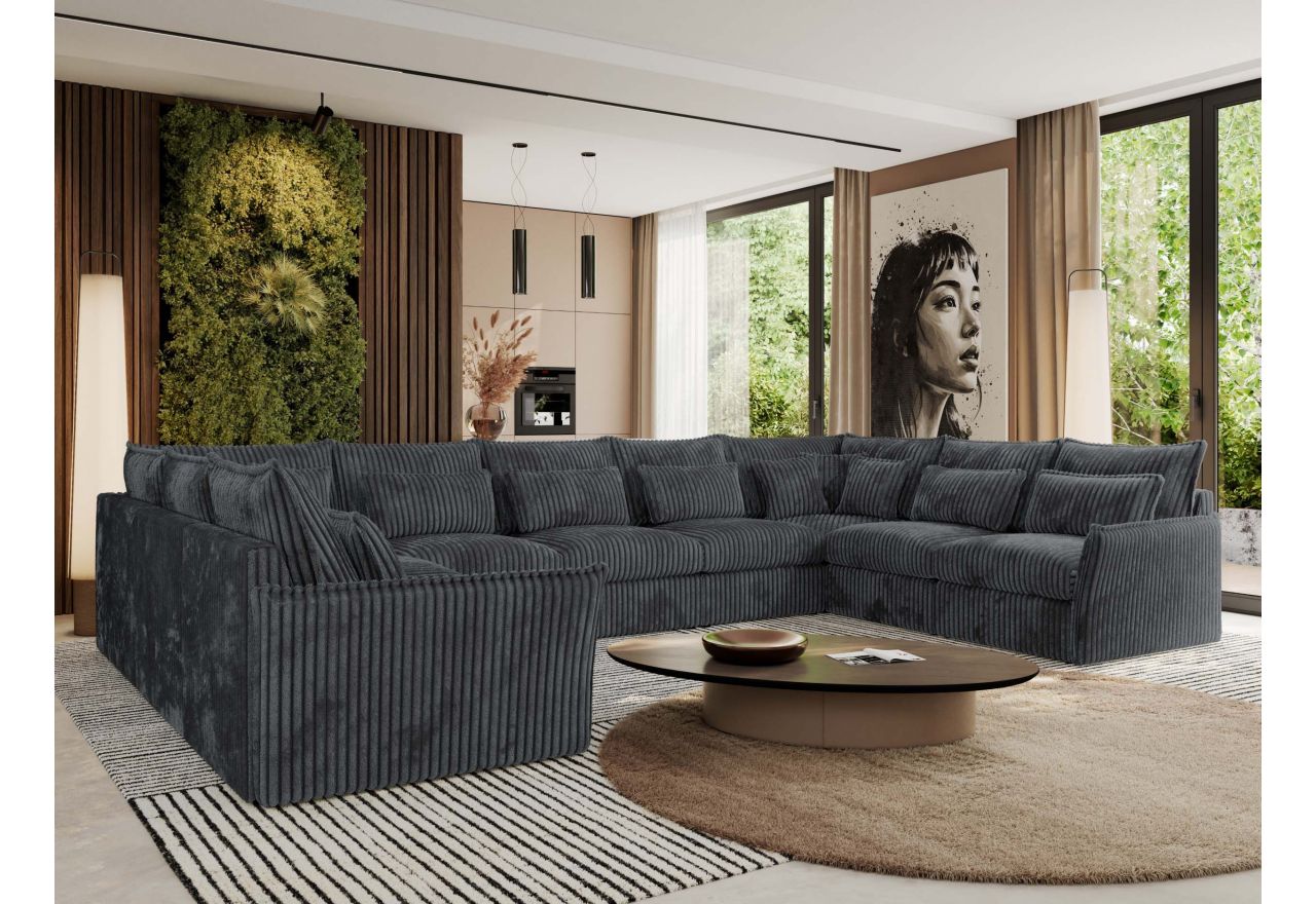 Narożnik - VERSO U 9M - uniwersalny - szary, sztruks