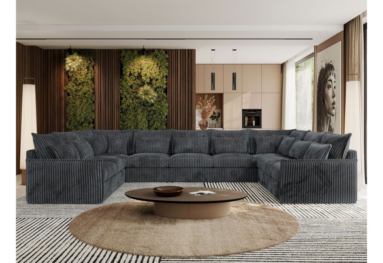 Narożnik - VERSO U 9M - uniwersalny - szary, sztruks