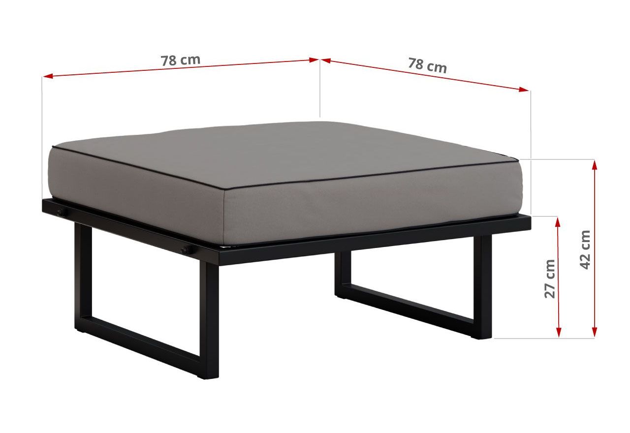 Metalowa pufa ogrodowa ELBA P1 - szary