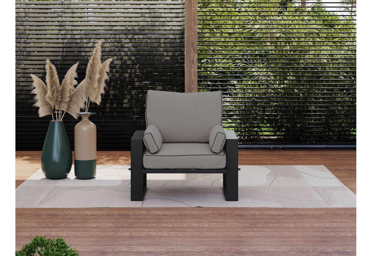 Metalowy fotel ogrodowy ELBA S1 - szary