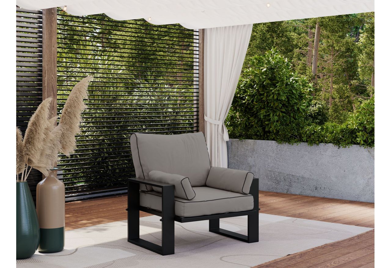 Metalowy fotel ogrodowy ELBA S1 - szary