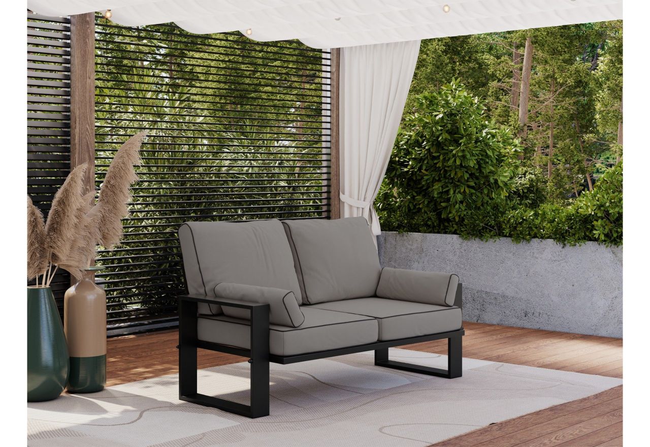 Metalowa sofa ogrodowa ELBA S2 - szary