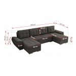 Narożnik UMBRIA U - uniwersalny - ciemnoszary, welwet