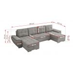 Narożnik UMBRIA U - uniwersalny - jasnoszary, welwet