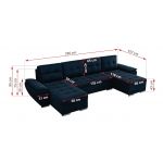 Narożnik UMBRIA U - uniwersalny - ciemnoniebieski, welwet