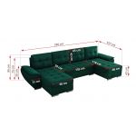 Narożnik UMBRIA U - uniwersalny - ciemnozielony, welwet