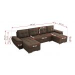 Narożnik UMBRIA U - uniwersalny - brązowy, welwet