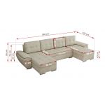 Narożnik UMBRIA U - uniwersalny - beżowy, welwet