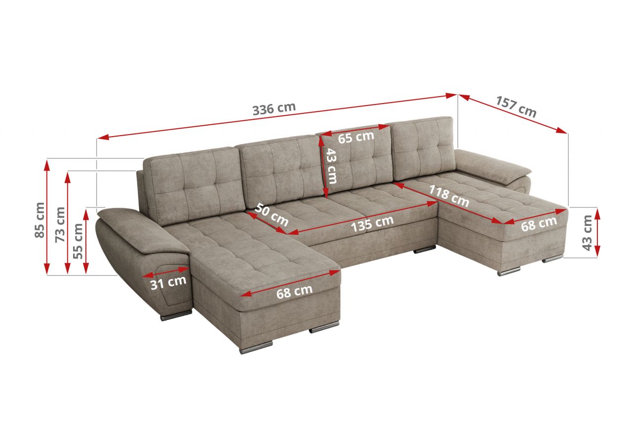 Narożnik UMBRIA U - uniwersalny - beżowy, struktura