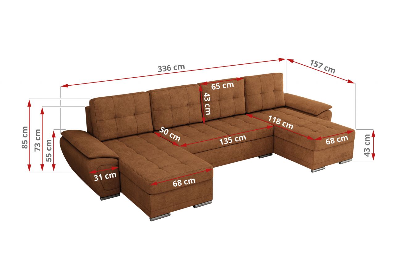Narożnik UMBRIA U - uniwersalny - pomarańczowy, struktura