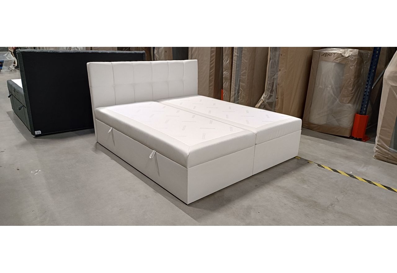 Łóżko kontynentalne RICO 180x200 - Soft 17 - biała ekoskóra - OUTLETU