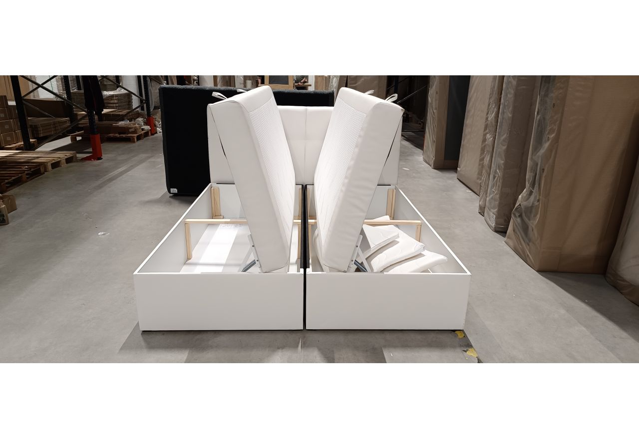 Łóżko kontynentalne RICO 180x200 - Soft 17 - biała ekoskóra - OUTLETU