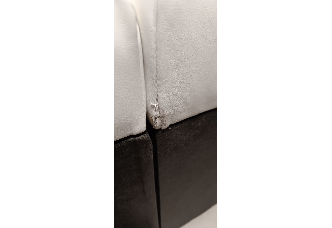 Łóżko kontynentalne RICO 180x200 - Soft 17 - biała ekoskóra - OUTLETU