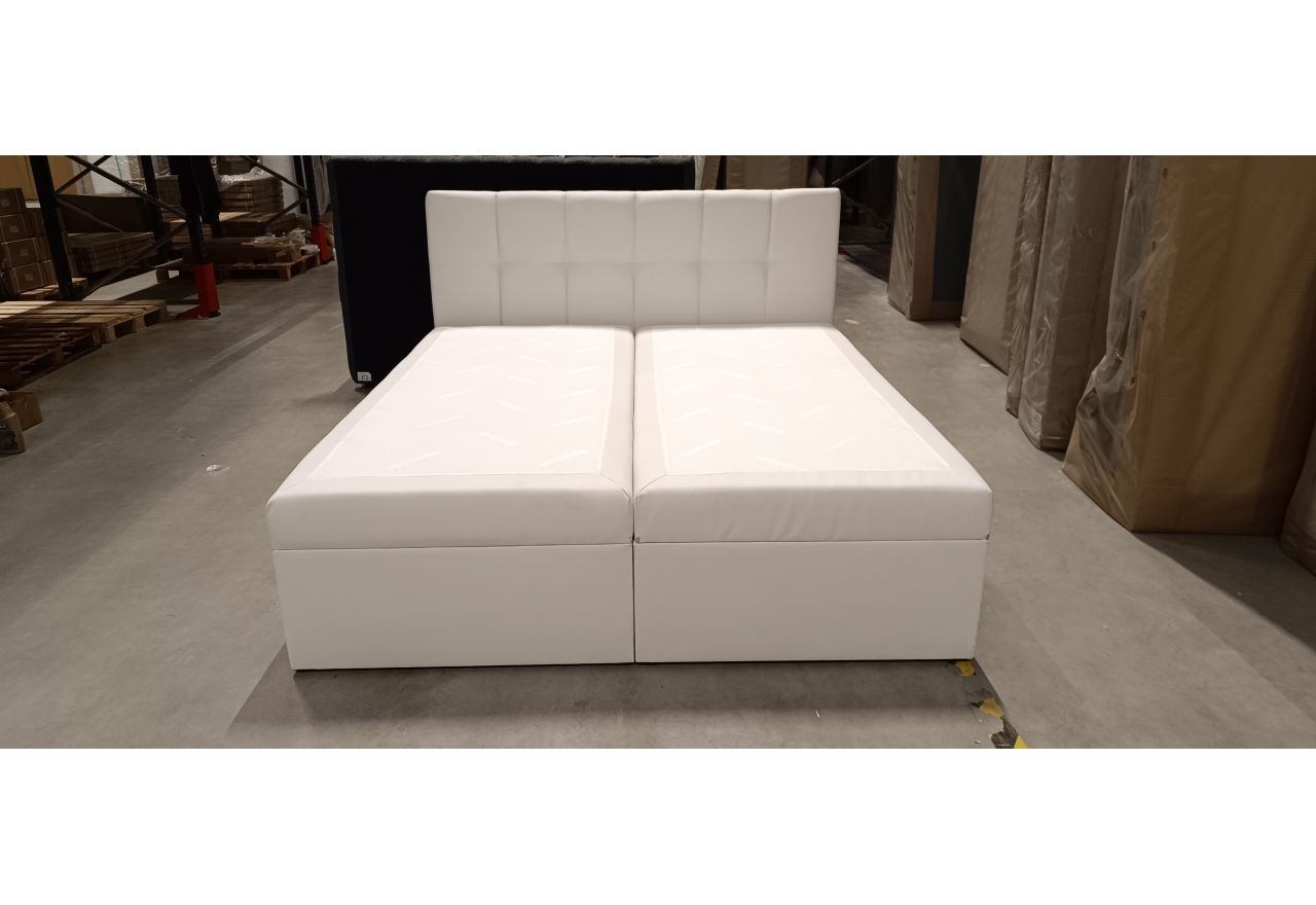 Łóżko kontynentalne RICO 180x200 - Soft 17 - biała ekoskóra - OUTLETU