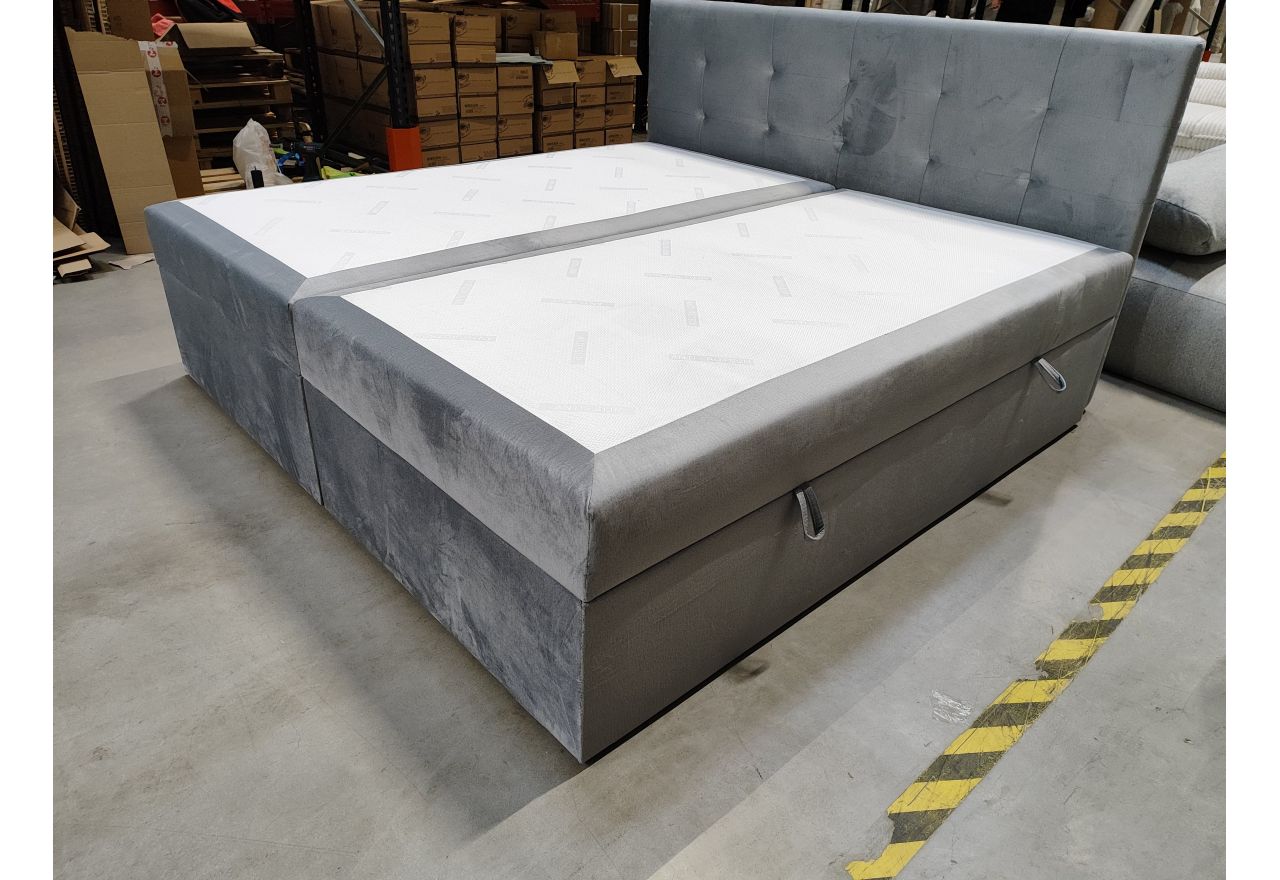 Łóżko kontynentalne CENTOS 200x200 - Monolith 84 - jasny szary - OUTLETU