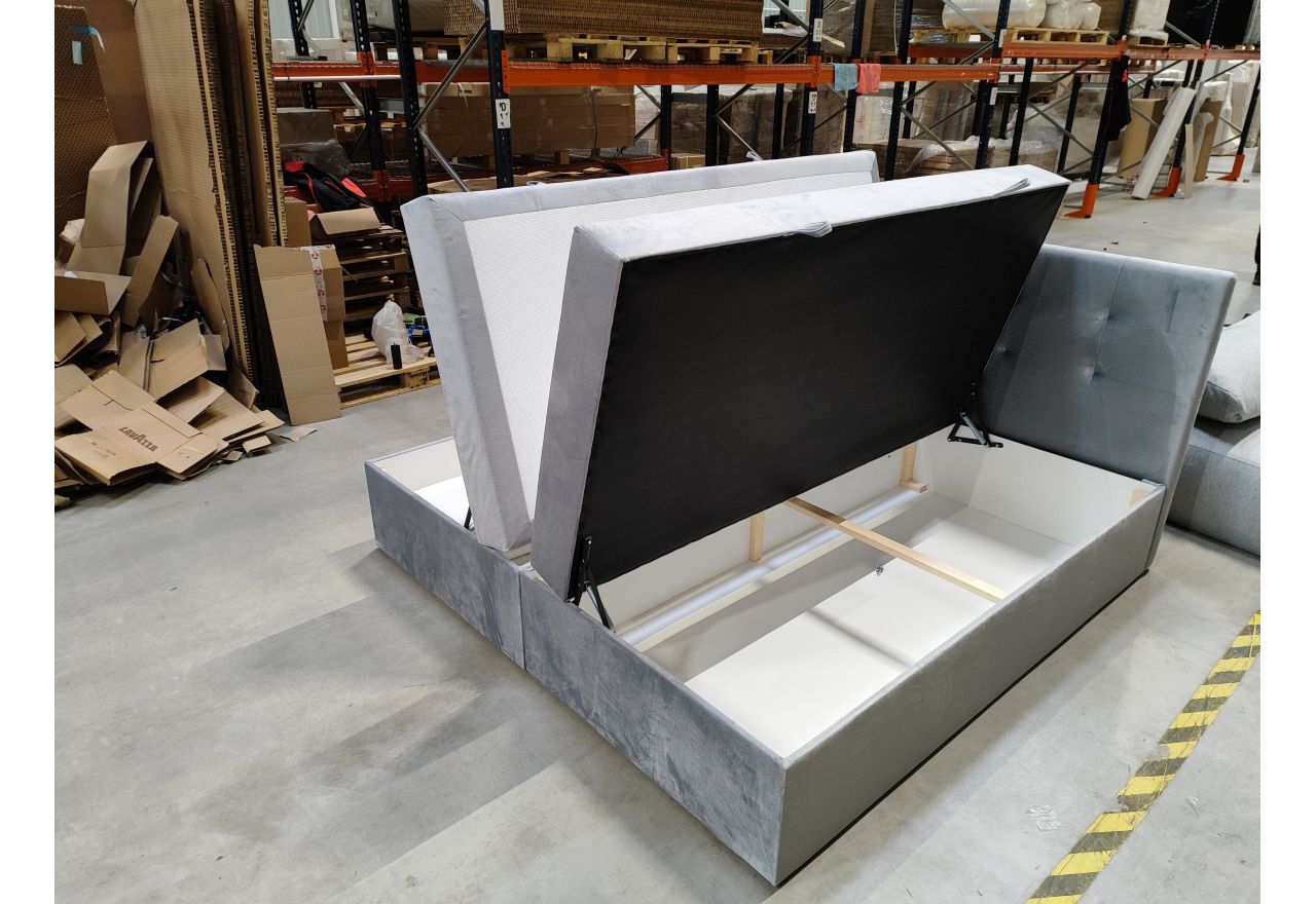 Łóżko kontynentalne CENTOS 200x200 - Monolith 84 - jasny szary - OUTLETU