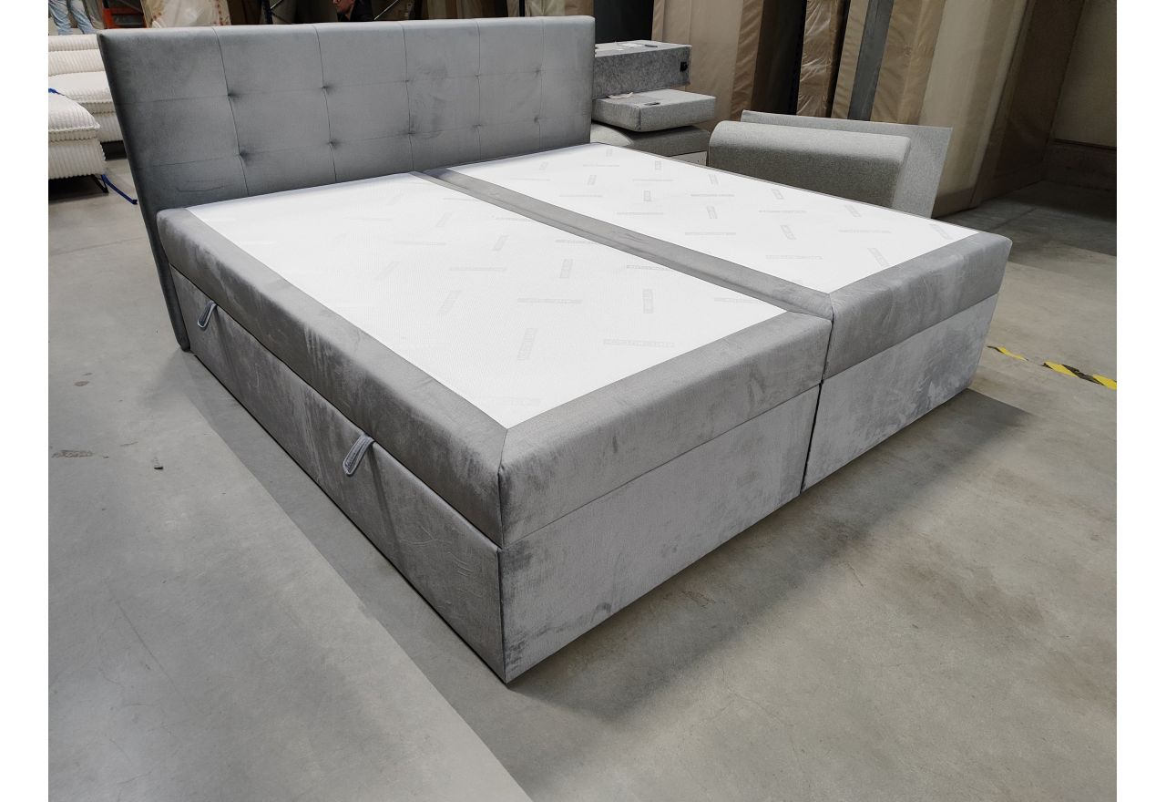 Łóżko kontynentalne CENTOS 200x200 - Monolith 84 - jasny szary - OUTLETU