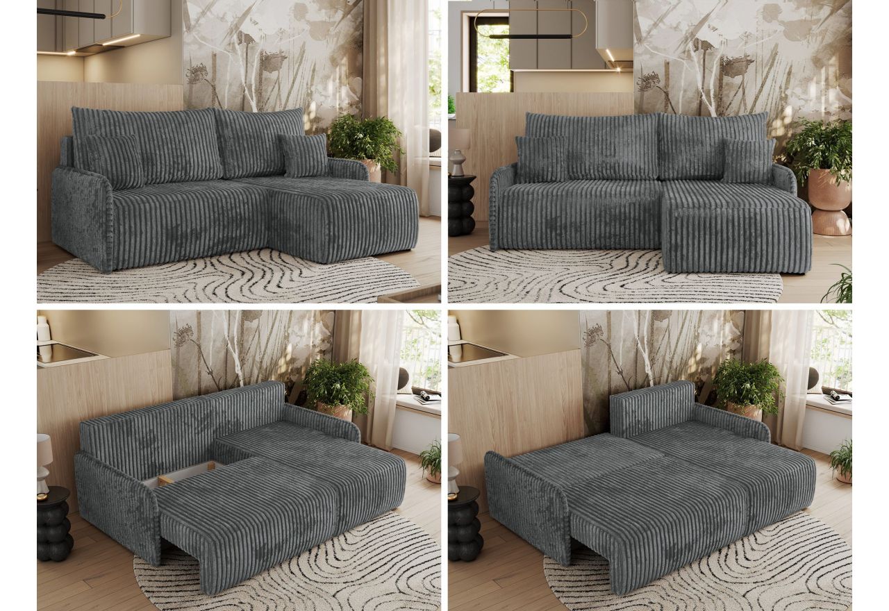 Narożnik ARPA L - strona prawa - ciemnoszary, sztruks