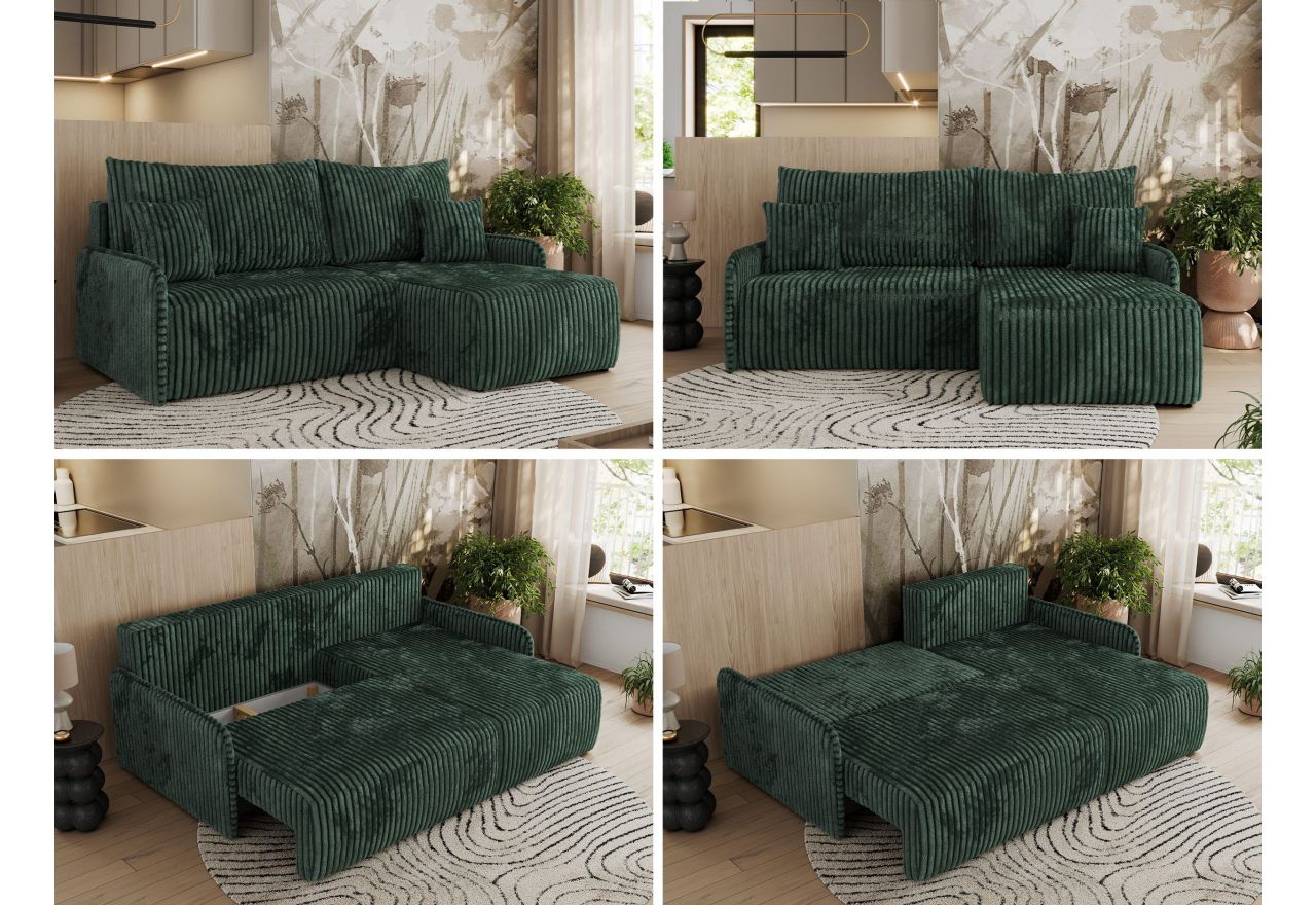 Narożnik ARPA L - strona prawa - zielony, sztruks