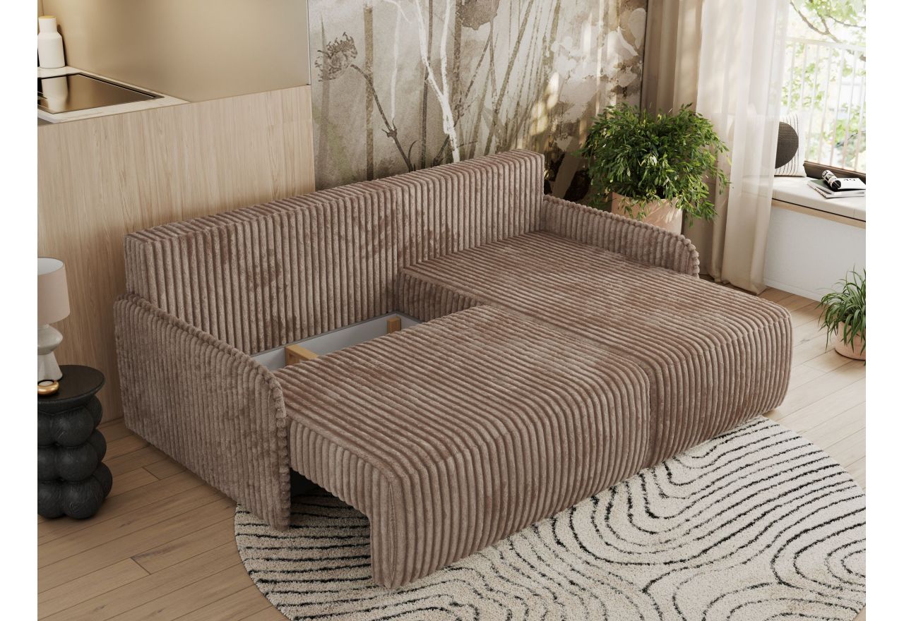 Narożnik ARPA L - strona prawa - brązowy, sztruks