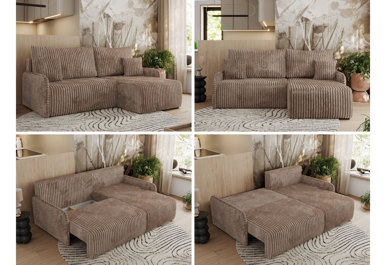 Narożnik ARPA L - strona prawa - brązowy, sztruks