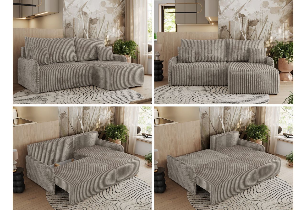 Narożnik ARPA L - strona prawa - jasnobrązowy, sztruks