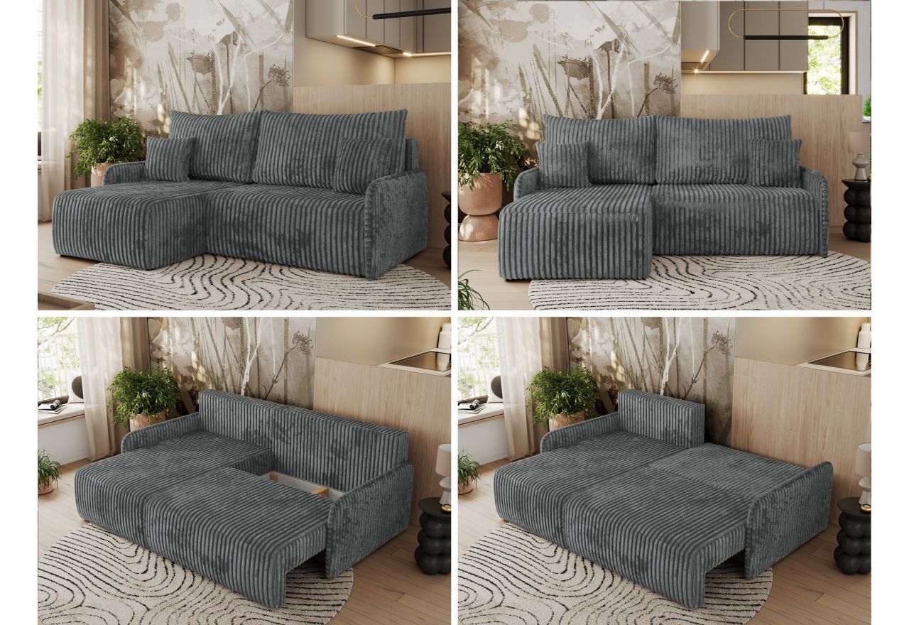 Narożnik ARPA L - strona lewa - ciemnoszary, sztruks