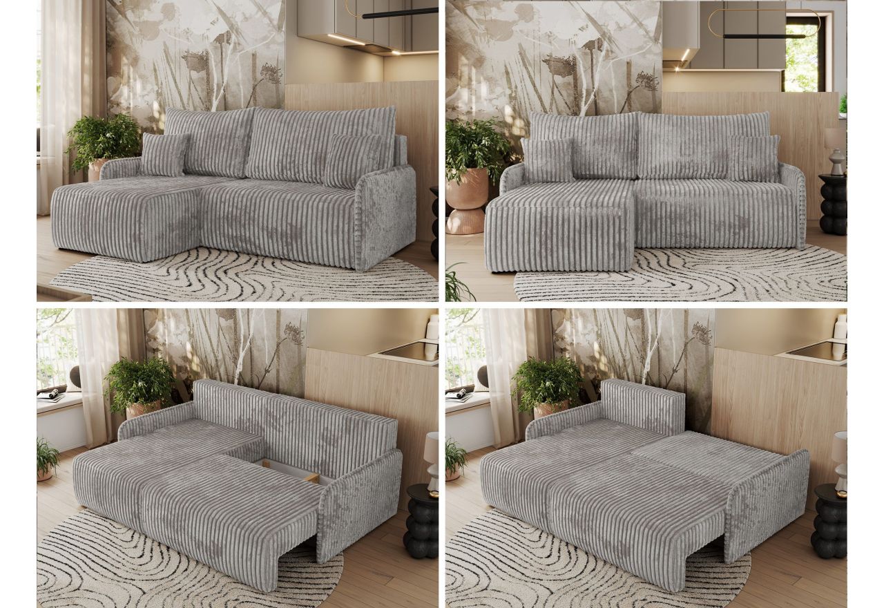 Narożnik ARPA L - strona lewa - szary, sztruks