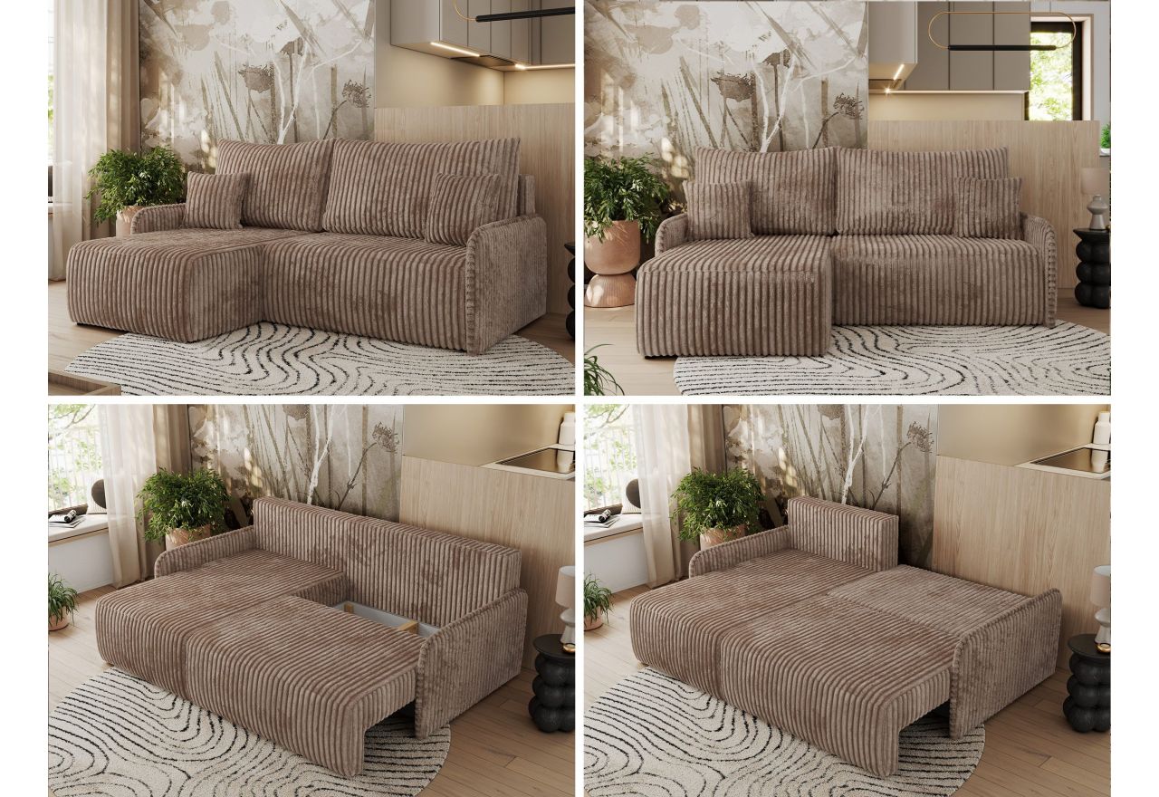 Narożnik ARPA L - strona lewa - brązowy, sztruks