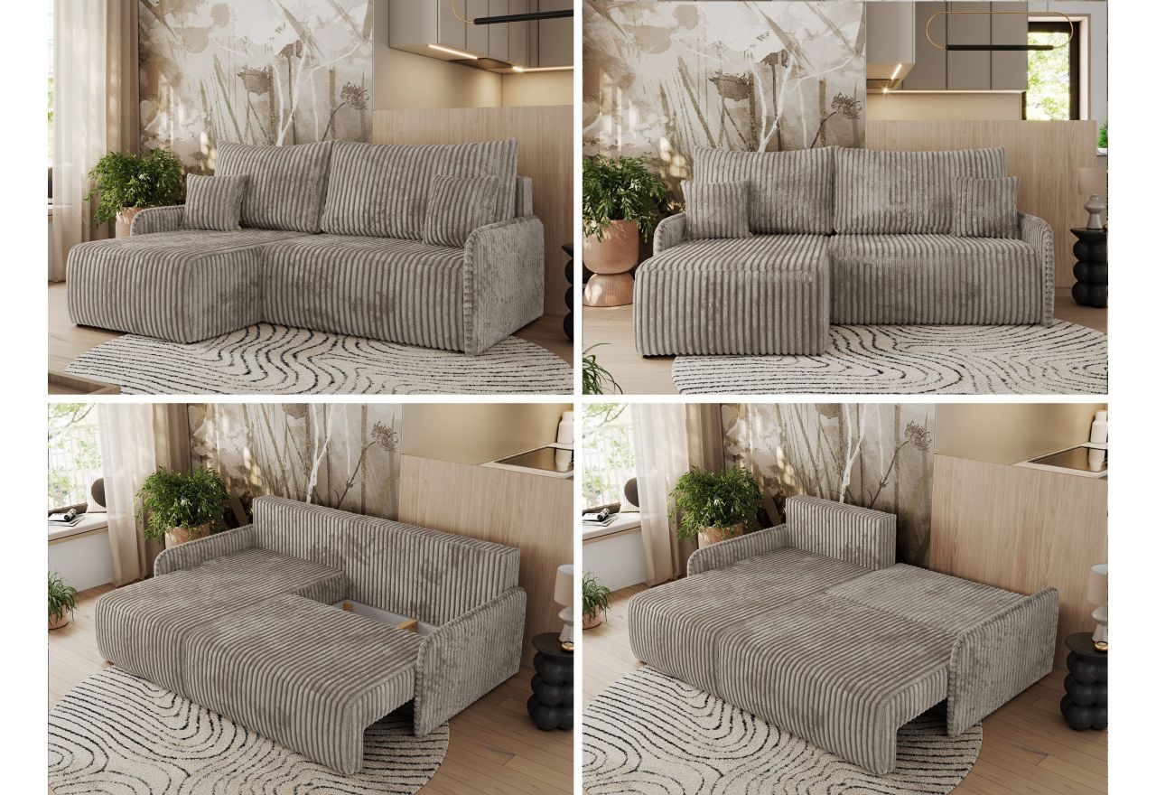 Narożnik ARPA L - strona lewa - jasnobrązowy, sztruks