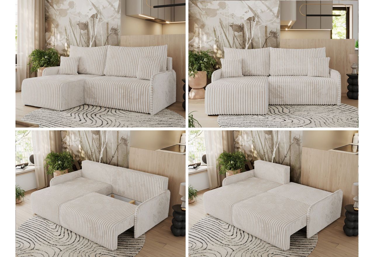 Narożnik ARPA L - strona lewa - kremowy, sztruks