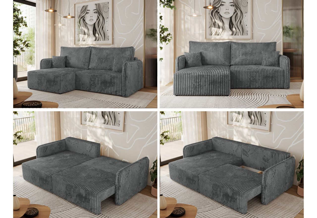 Narożnik MESTO L - strona lewa - szary, sztruks