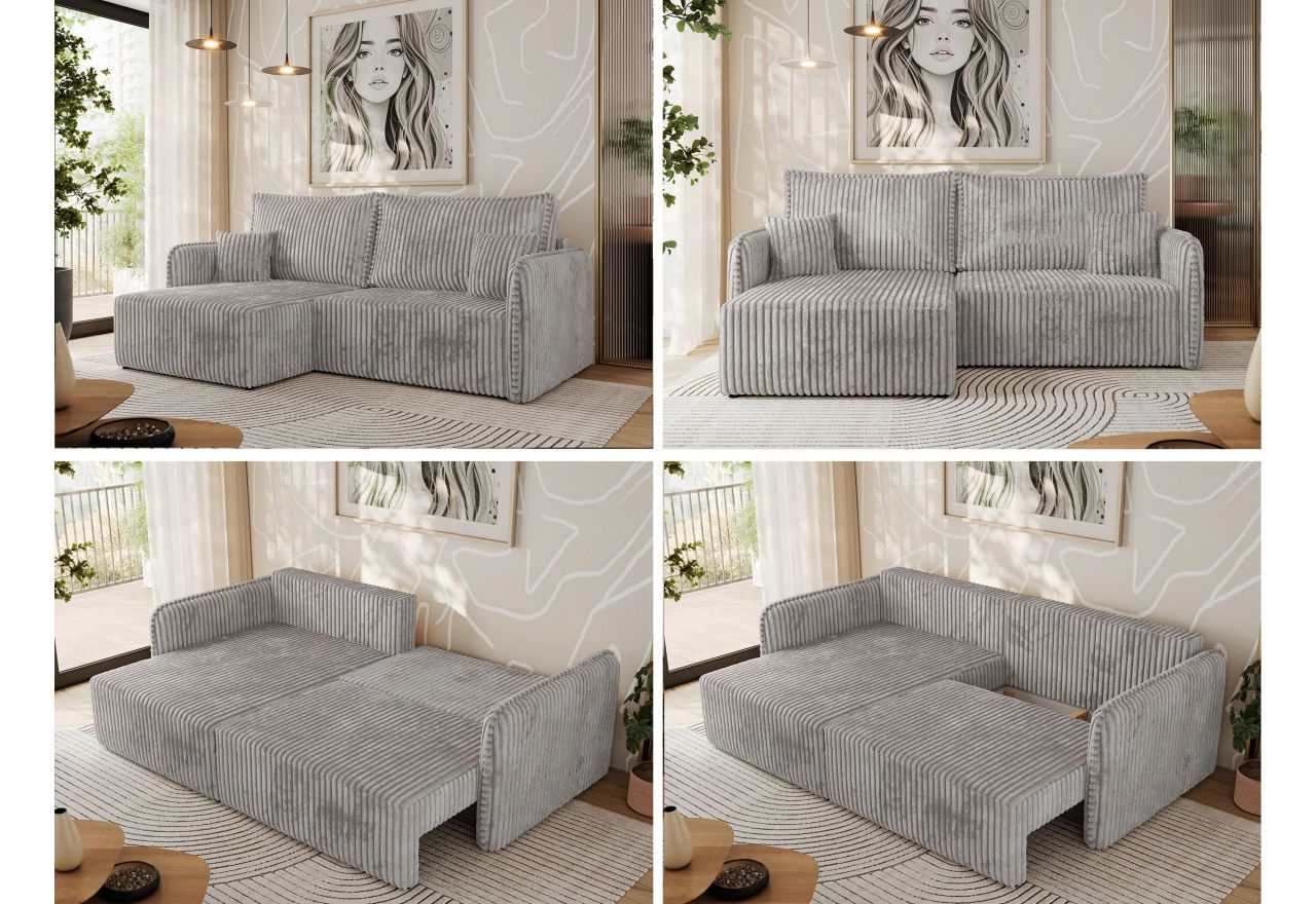 Narożnik MESTO L - strona lewa - jasnoszary, sztruks