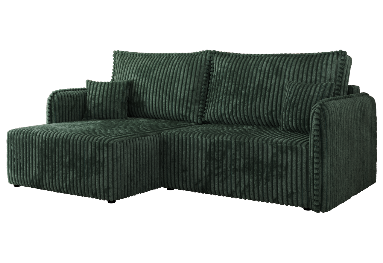 Narożnik MESTO L - strona lewa - ciemnozielony, sztruks