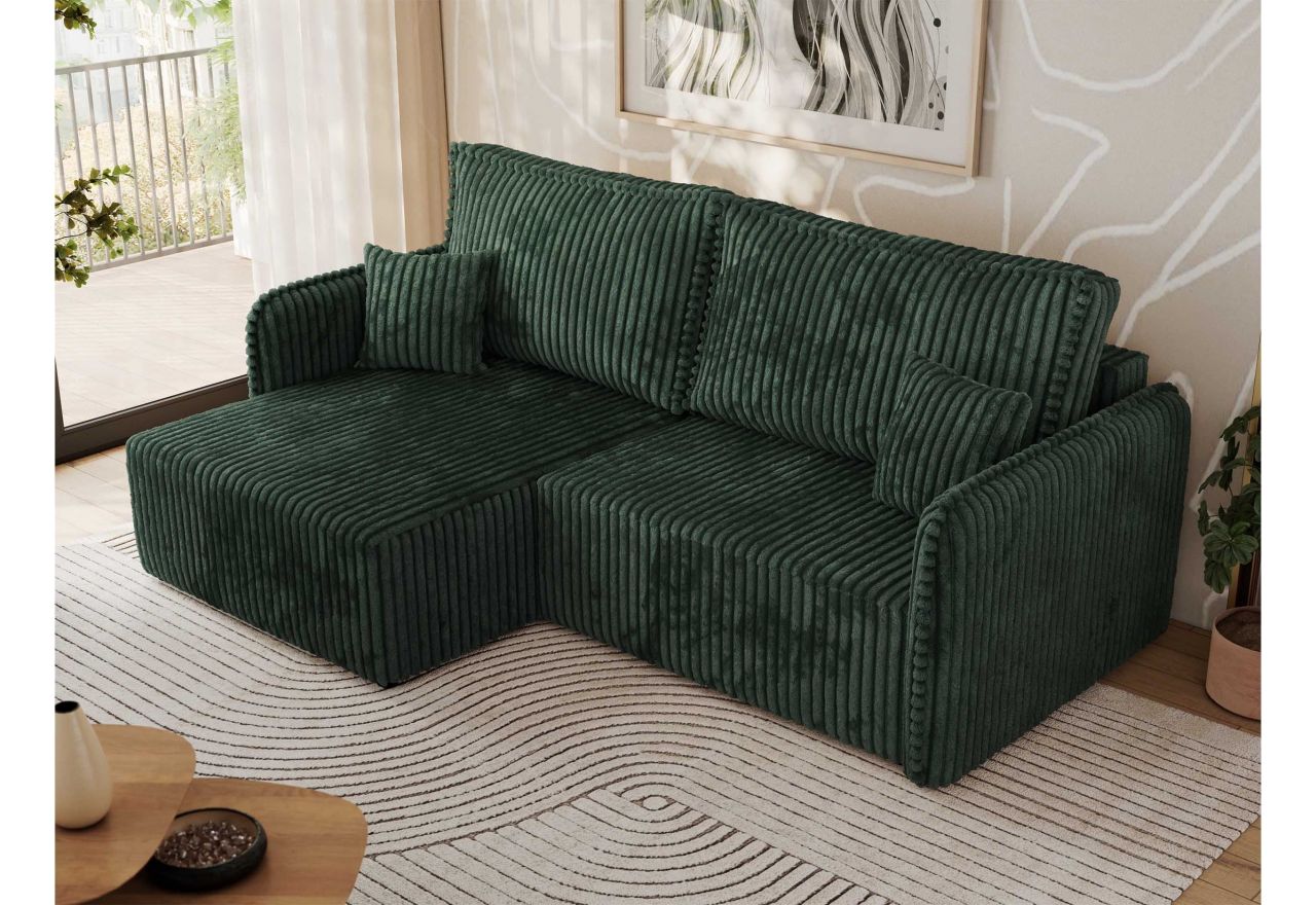 Narożnik MESTO L - strona lewa - ciemnozielony, sztruks