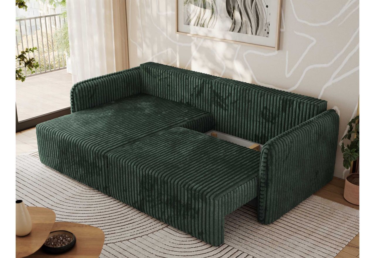 Narożnik MESTO L - strona lewa - ciemnozielony, sztruks