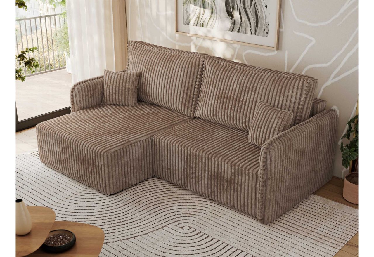 Narożnik MESTO L - strona lewa - brązowy, sztruks